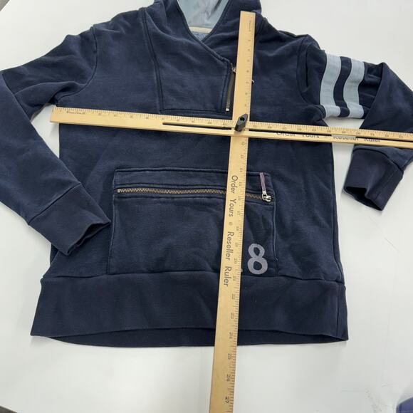 Brooks Brothers Hoodie Womens Small Blue ZIp Pocket Pullover Sweater Preppy - Picture 6 of 8
